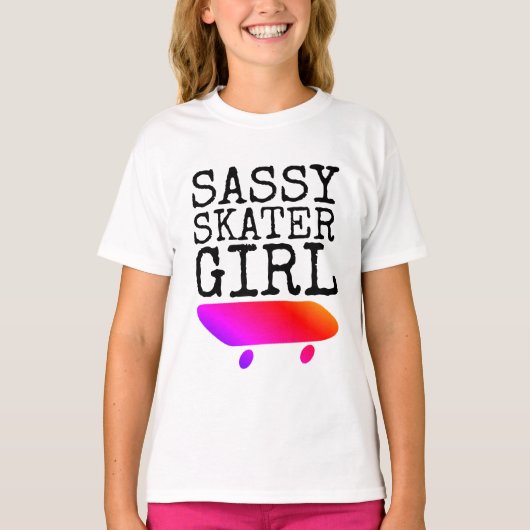 SASSY SKATER GIRL SKATEBOARDING T-Shirts (Voorkant)