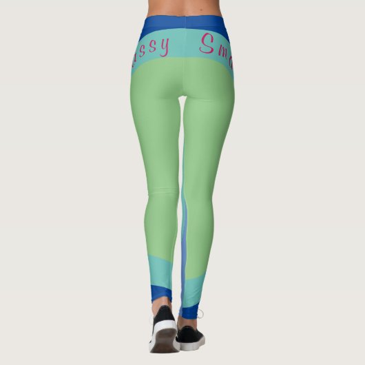 Sassy Smart Script Geometric Blue Leggings (Achterkant)