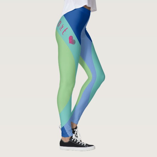 Sassy Smart Script Geometric Blue Leggings (Rechts)