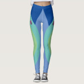 Sassy Smart Script Geometrisch Blauw Groen Leggings (Voorkant)
