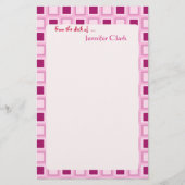 Sassy Snoep roze vierkantjes Aangepast aangepast Briefpapier (Voorkant)