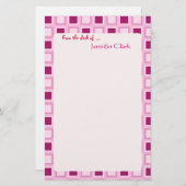 Sassy Snoep roze vierkantjes Aangepast aangepast Briefpapier (Voorkant / Achterkant)