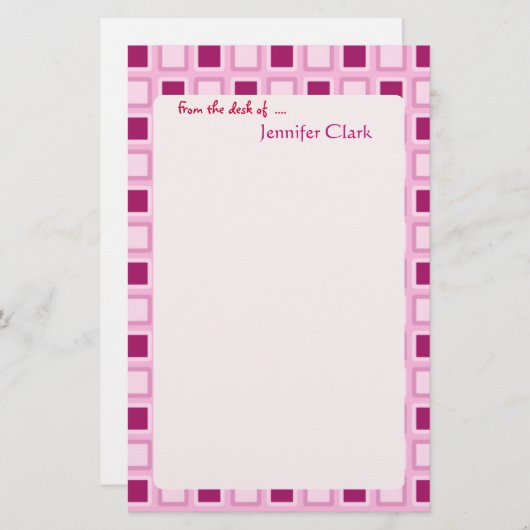 Sassy Snoep roze vierkantjes Aangepast aangepast Briefpapier (Voorkant / Achterkant)