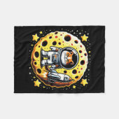 Sassy Space Cat - Astronaut op een Cheese Moon Que Fleece Deken (Voorkant (Horizontaal))