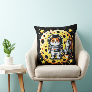 Sassy Space Cat - Astronaut op een Cheese Moon Que Kussen
