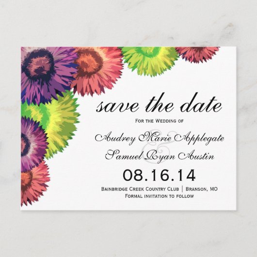 Sassy Spring Flowers Modern Wedding Save the Date Aankondigingskaart (Voorkant)