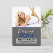 Sassy Strepen Afstudeeraankondiging (marineblauw) Aankondiging (Staand voorkant)