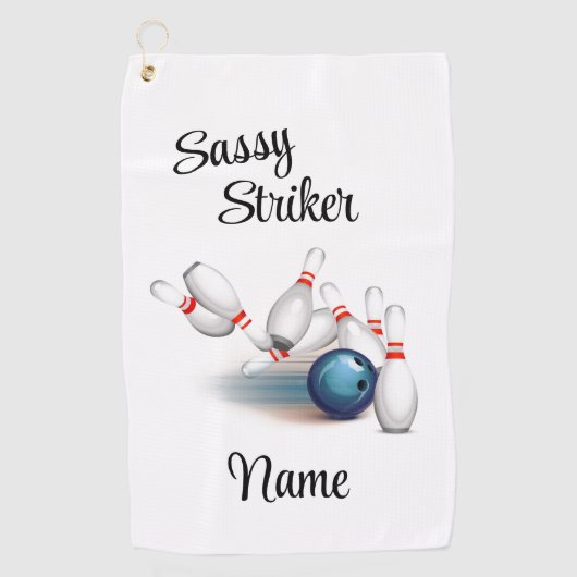 Sassy Strike Personalized Bowling Towel Golfhanddoek (Voorkant)