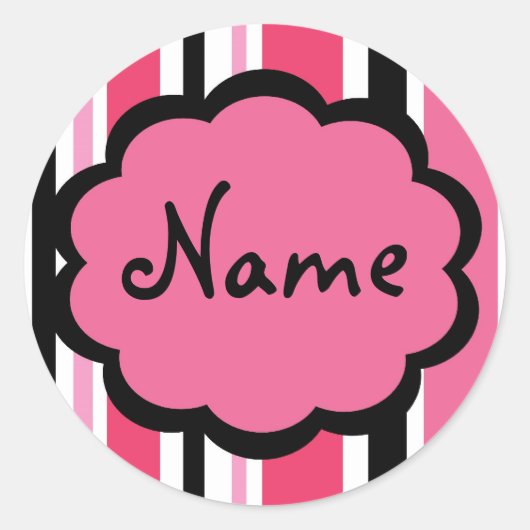 Sassy Stripe Roze en Zwarte Sticker (Voorkant)