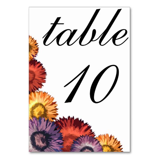 Sassy Summer Flowers Moderne Trouwtafel Kaart (Voorkant)