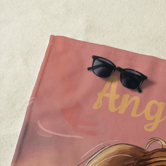 Sassy Summer Lady Gepersonaliseerde naam Strandlaken (In situ)