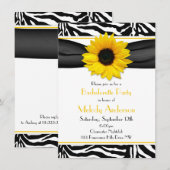 Sassy Sunflower Zebra Print Bachelorette Party Kaart (Voorkant / Achterkant)