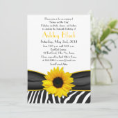 Sassy Sunflower Zebra Print Sweet 16 Uitnodiging (Staand voorkant)