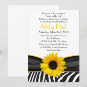 Sassy Sunflower Zebra Print Sweet 16 Uitnodiging (Voorkant / Achterkant)