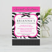 Sassy Sweet Sixteen Invite Kaart (Staand voorkant)