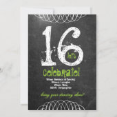 Sassy Sweet Sixteen Uitnodiging tot chroalkboard (Achterkant)