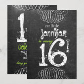 Sassy Sweet Sixteen Uitnodiging tot chroalkboard (Voorkant / Achterkant)