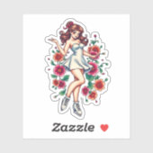 Sassy Tattoo stijl schaatser Sticker (Vel)