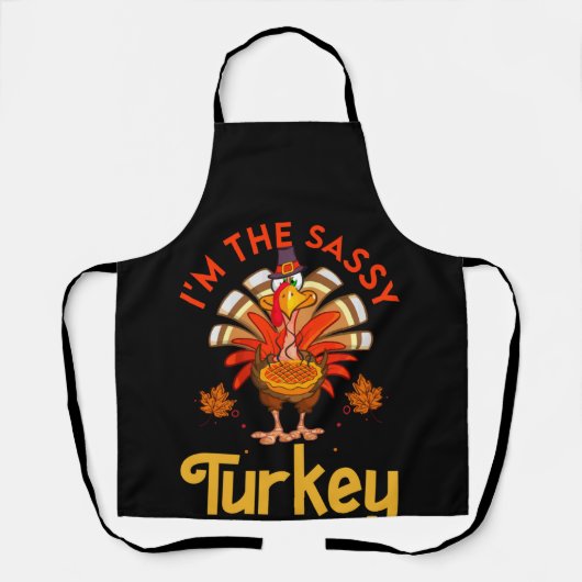 Sassy Turkey Matching Family Group Thanksgiving Schort (Voorkant)