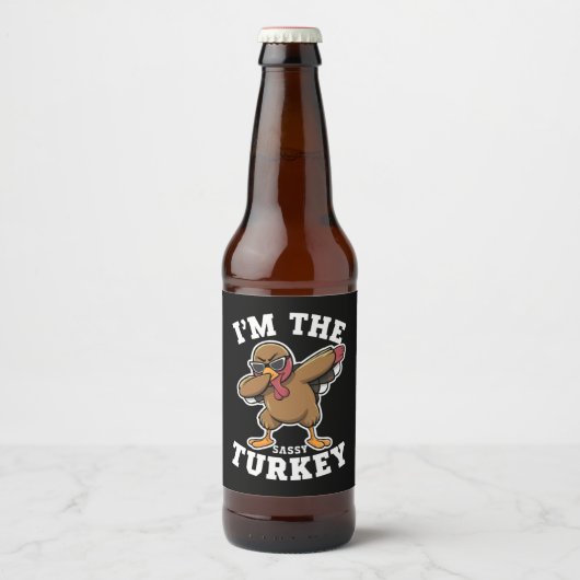 Sassy Turkije Matching Familie Thanksgiving Party Bier Etiket (Voorkant)