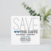 Sassy Typografie Save the Date Invite, Blue (Staand voorkant)
