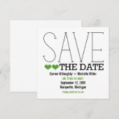 Sassy Typografie Save the Date Invite, Green (Voorkant / Achterkant)