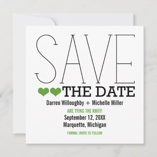 Sassy Typografie Save the Date Invite, Green (Voorkant)