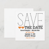 Sassy Typografie Save the Date Invite, Oranje (Voorkant / Achterkant)