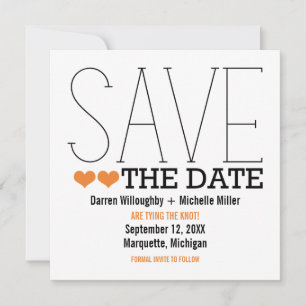 Sassy Typografie Save the Date Invite, Oranje