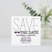 Sassy Typografie Save the Date Invite, Paars (Staand voorkant)