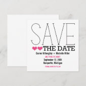 Sassy Typografie Save the Date Invite, Roze (Voorkant / Achterkant)