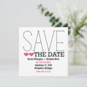 Sassy Typografie Save the Date Invite, Roze (Staand voorkant)