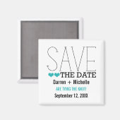 Sassy Typografie Save the Date Magnet, Aqua Magneet (Voorkant / Achterkant)