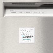 Sassy Typografie Save the Date Magnet, Aqua Magneet (Insitu (Vaatwasser))