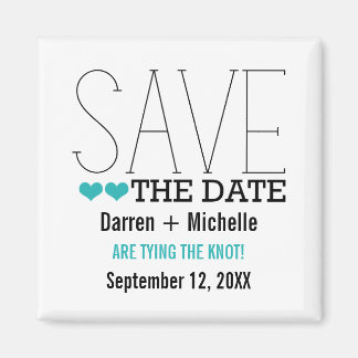 Sassy Typografie Save the Date Magnet, Aqua Magneet