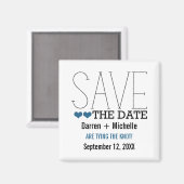 Sassy Typografie Save the Date Magnet, Blue Magneet (Voorkant / Achterkant)