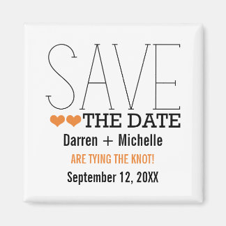 Sassy Typografie Save the Date Magnet, Oranje Magneet