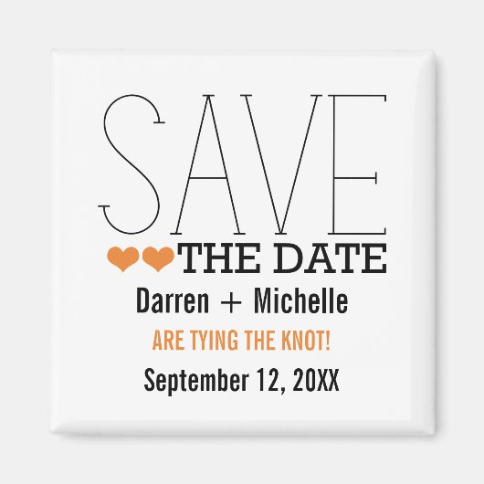 Sassy Typografie Save the Date Magnet, Oranje Magneet (Voorkant)