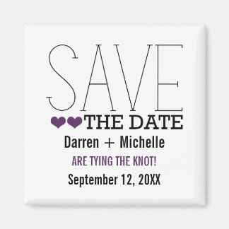 Sassy Typografie Save the Date Magnet, Paars Magneet