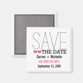 Sassy Typografie Save the Date Magnet, Pink Magneet (Voorkant / Achterkant)