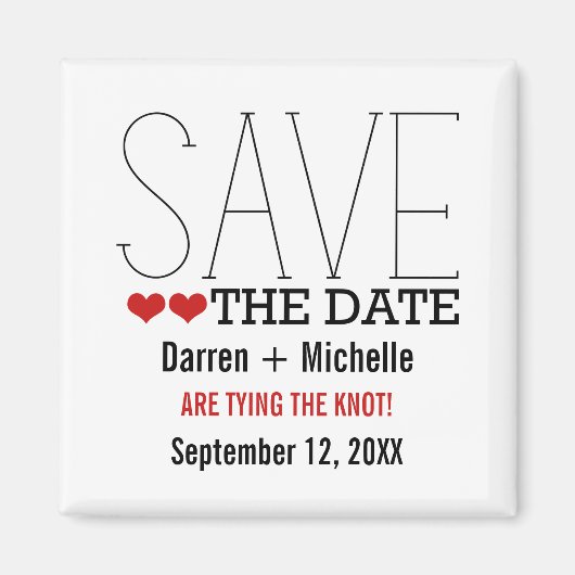 Sassy Typografie Save the Date Magnet, Red Magneet (Voorkant)