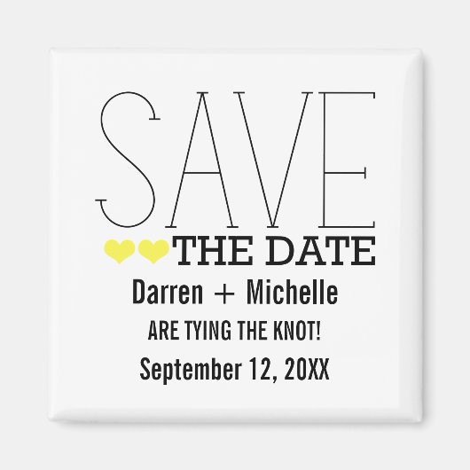 Sassy Typografie Save the Date Magnet, Yellow Magneet (Voorkant)