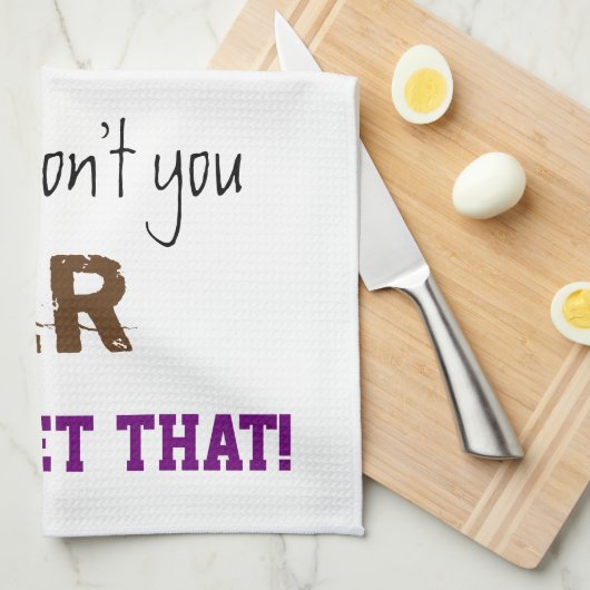 Sassy Typographic Custom Name Kitchen Towel Theedoek (Quarter Fold)