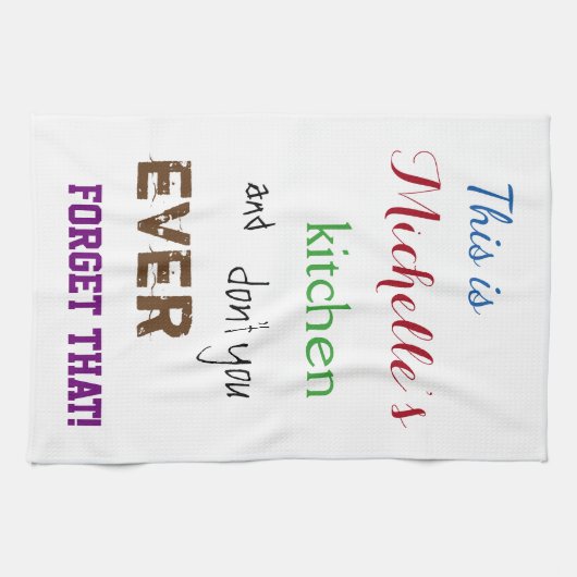 Sassy Typographic Custom Name Kitchen Towel Theedoek (Horizontaal)