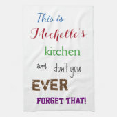 Sassy Typographic Custom Name Kitchen Towel Theedoek (Verticaal)