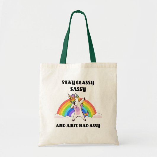 Sassy Unicorn Classy Sassy en Bad Assy Tote Bag (Voorkant)