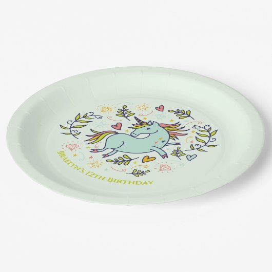 Sassy Unicorn Magical Birthday Papieren Bordje (Gekanteld)