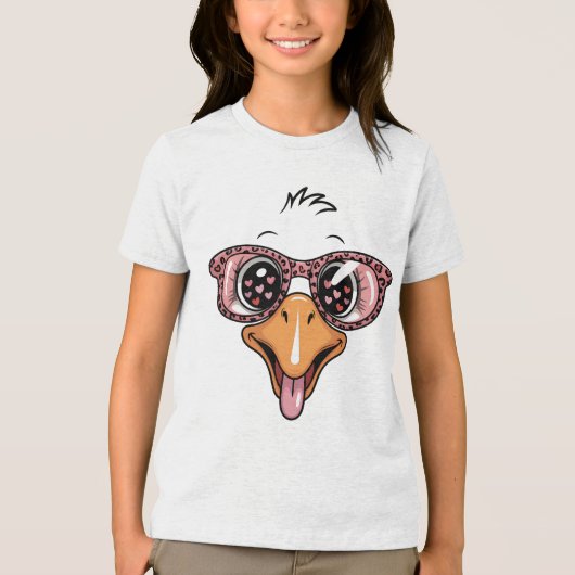 Sassy Valentine Goose Face with Leopard Sunglasses Tri-Blend Shirt (Voorkant)