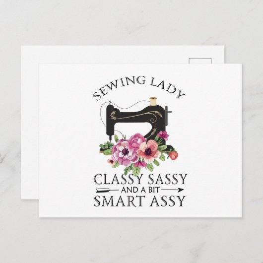 Sassy van de klasse van de naaigarij en een beetje aankondigingskaart (Voorkant / Achterkant)