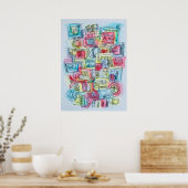 Sassy-Whimsical Moderne Geometrische Waterverf Poster (Keuken)